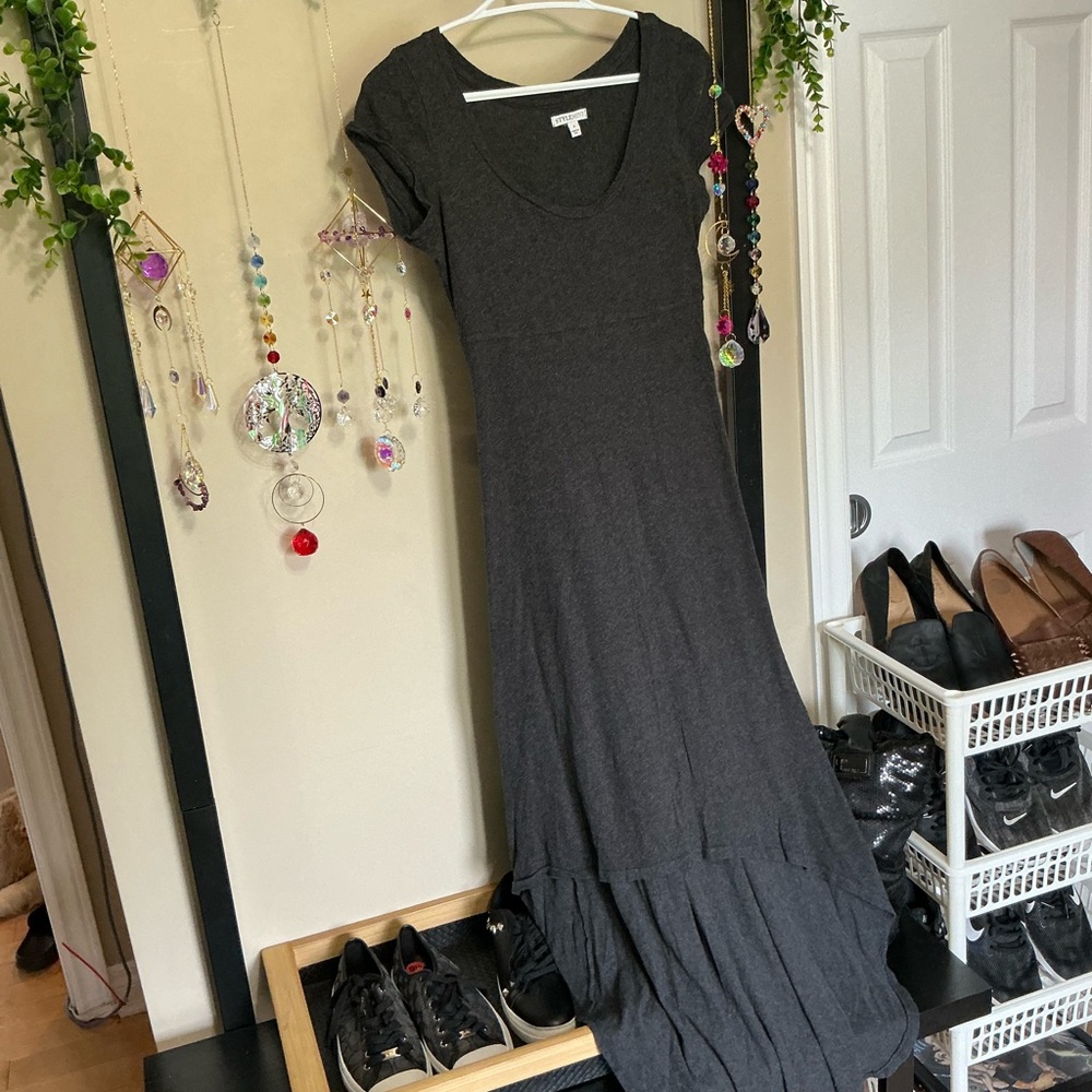 StyleMint Black V-Neck High Low Sundress